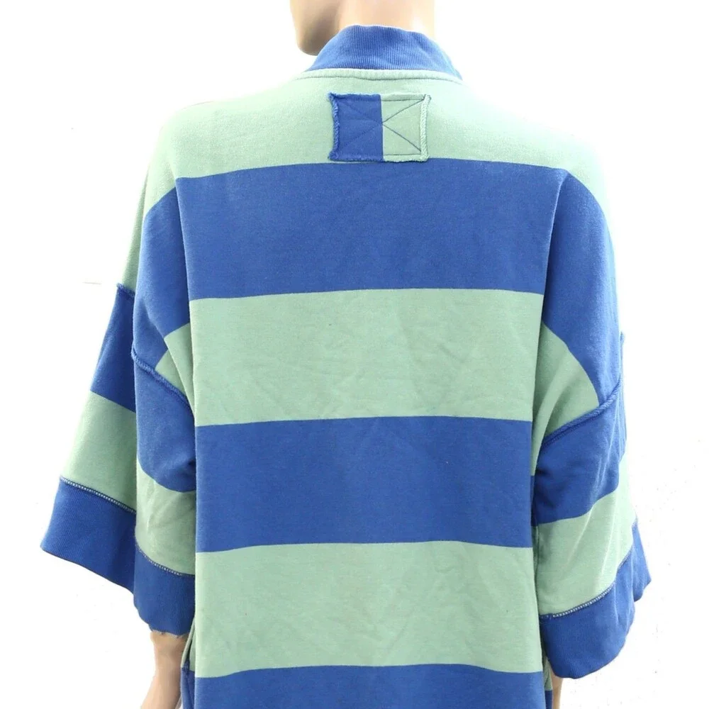Free People We The Free Seaside Funnel Pullover Top Oversized Striped S 283967